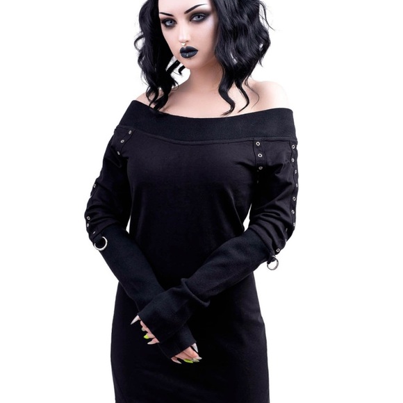 Killstar Dresses & Skirts - Killstar Black Off-Shoulder Mini Dress